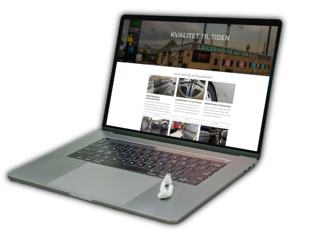 modern laptop mockup with airpods